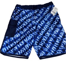 lands end deep swim shorts xl 14/16 Upf 50 quick dry Trunks Blue