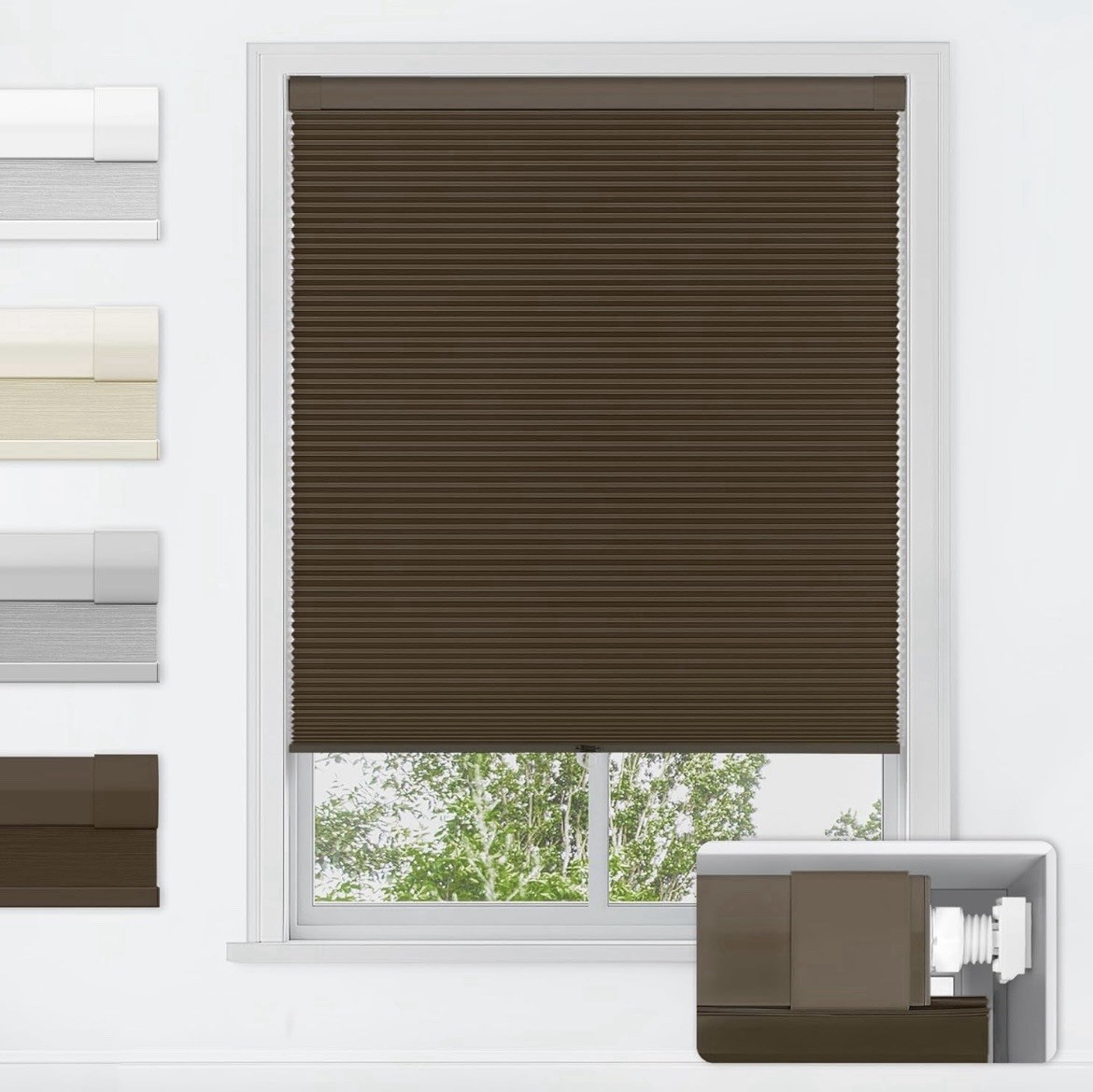 LazBlinds No Tools No Drill Cordless Cellular Shades, Blacko