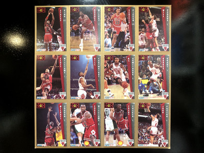 ''RARE'' 1992-93 FLEER BULLS BACK-2-BACK UNCUT SHEET (JORDAN, PIPPEN + 10) NMT!