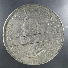 1942 Great Britain Silver Two Shillings George VI Well-Worn Detail