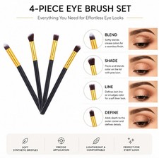 4Pc Makeup Brush Set Foundation Eyeshadow Blending Brush Professional Travel Kit