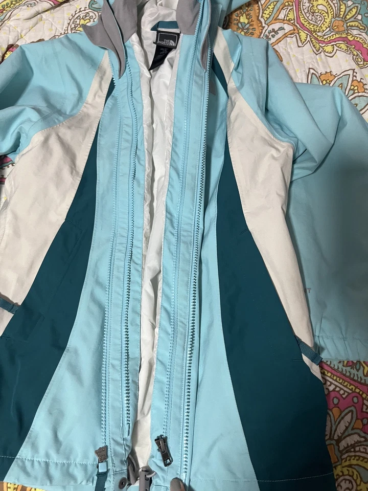 Girls The North Face HyVent Windbreaker Rain Hoodie Jacket Youth L 14/16 Blue - Image 3 of 4