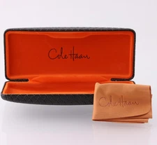 New Cole Haan Brown Sunglasses Case Hard Hinged Designer Eyewear Holder w/ Cloth