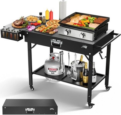 Outdoor Foldable Grill Cart Oven Table Station w/Wheels for BBQ 46×22×29 in