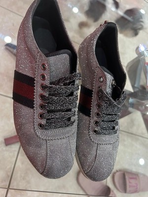 Gucci Web Sneaker Glitter Studs Silver Studded