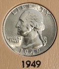 1949 P Philadelphia 1949 D Denver Washington Silver Quarters 25C .25