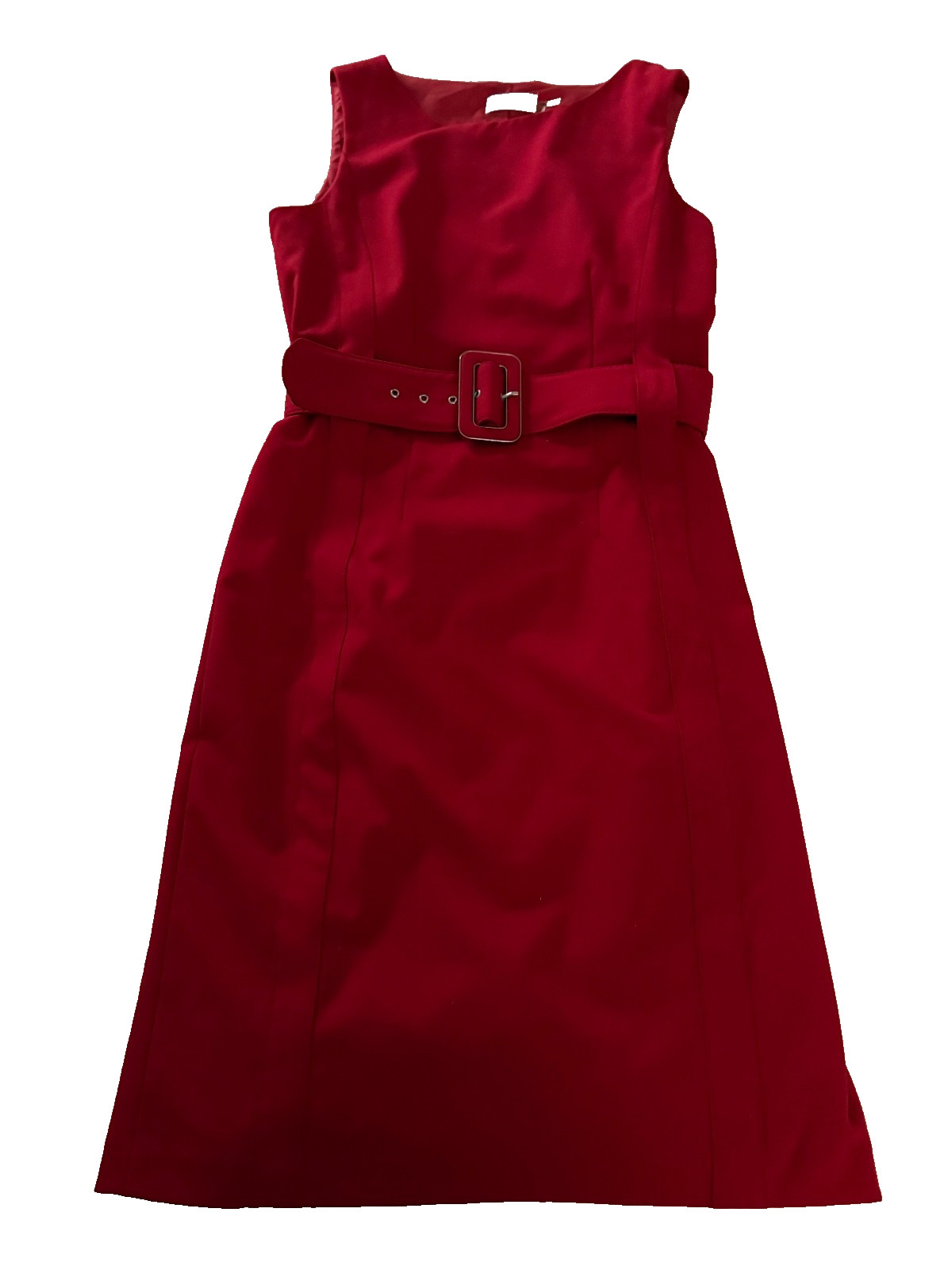 Calvin Klein: Red  Belted Sheath Dress | Sz  4  |  Sleeveless fully lined thumbnail 9