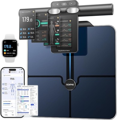 RENPHO MorphoScan Nova Body Fat Scale 8-Electrode BMI Rechargeable TFT LCD