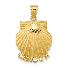 14k Yellow Gold 2-D Cancun Under Scallop Shell Pendant