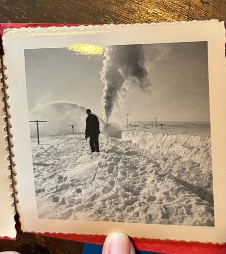 25 Schnappschuss Fotos Zug im tiefen 10' Schnee östlich von Lusk Niobrara, Wyoming WY 1949 - Bild 19 von 24