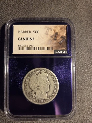 1907-D Barber Half Dollar 50c NGC GENUINE Trader Bea Purple Core