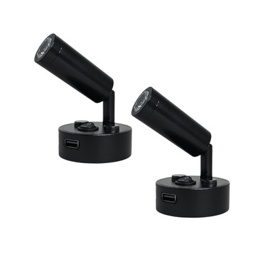 12V LED Leselampe warmweiß USB Anschluss 2er Pack schwarz Lampen