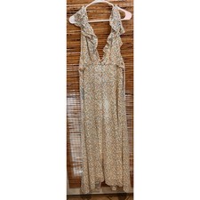  Lulus Wrap Dress NWT HAPPIEST MOMENTS FLORAL LACE-UP MAXI DRESS, IVORY FLORAL 