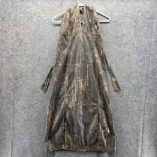 Field Manor Dress Womens 9 10 Brown Gold Snakeskin Mesh Sheer Evening Maxi 90s