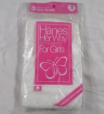 1988 Vtg 3 Pk NIP Hanes Her Way Cotton Panties For Girls Sz 2 White Briefs