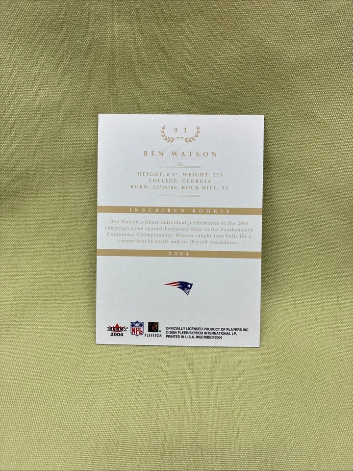 2004 Fleer inScribed #91 Gold Ben Watson New England Patriots Rookie  /199🔥 - Image 2 of 2