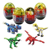Anditoy 4 Pack Dinosaur Building Blocks Toys in Jumbo Eggs for Kids, new in box