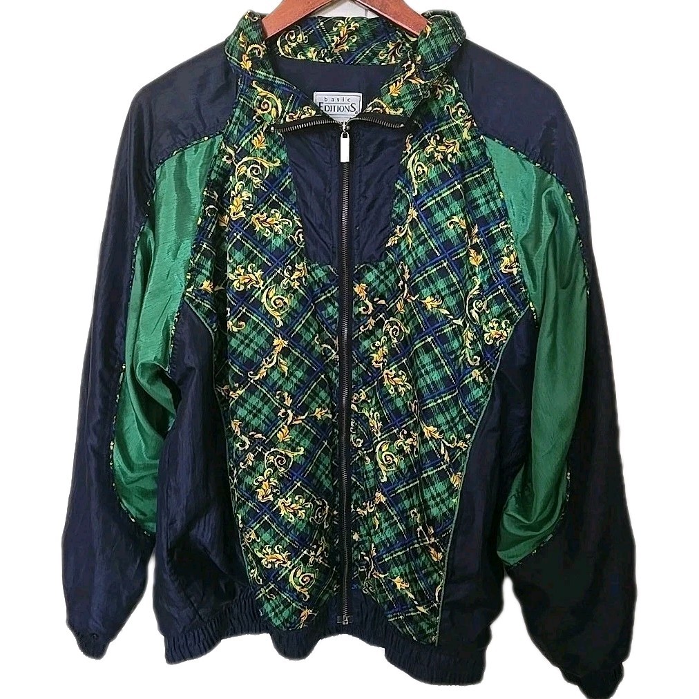 Vtg Basic Editions Windbreaker Jacket Womens M Me… - image 1