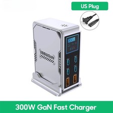300W Multi USB C Charger Digital Display QC 3.0 Type C PD Fast Charging Station