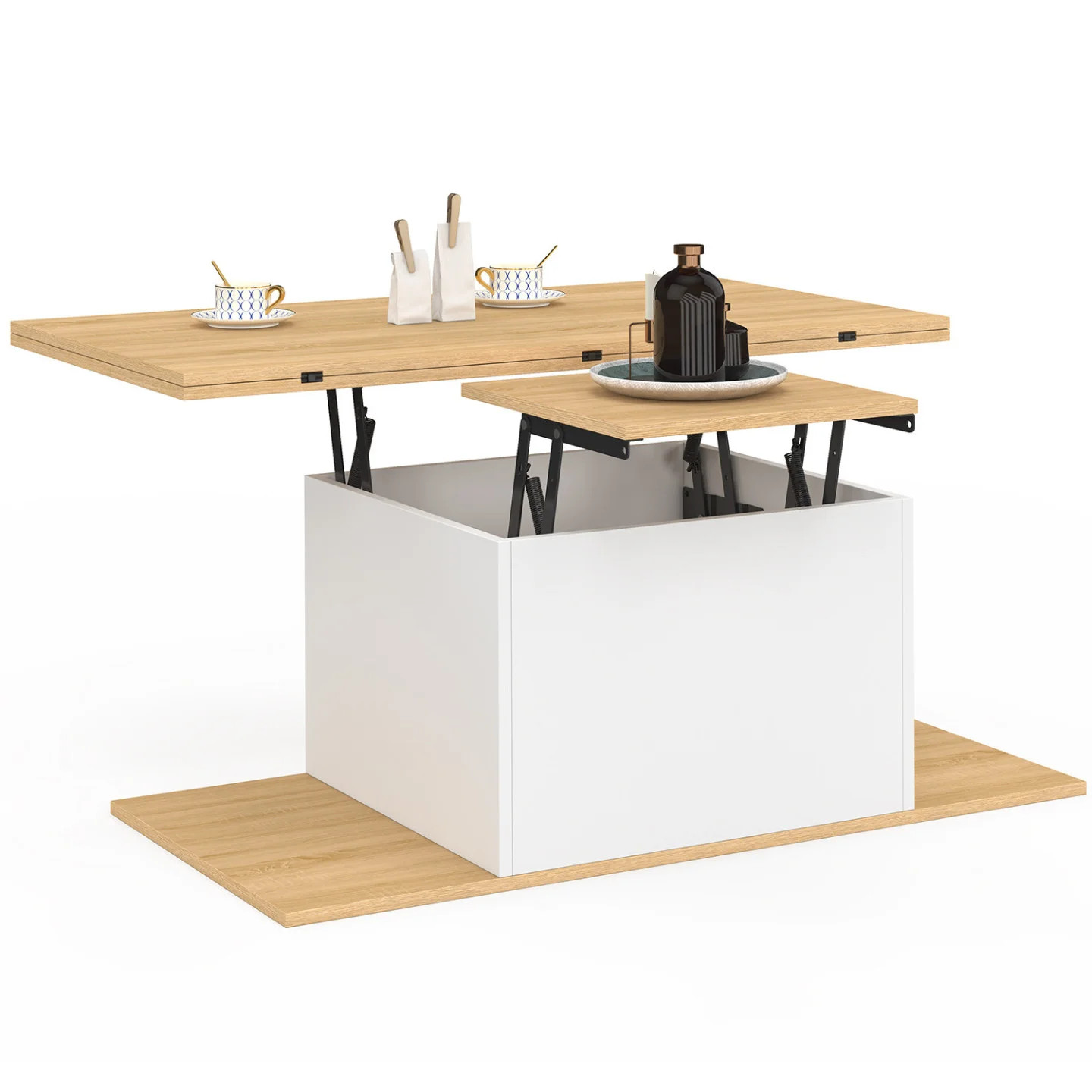 Table basse relevable EDEN 1 rectangulaire avec coffre de rangement intégré - 4