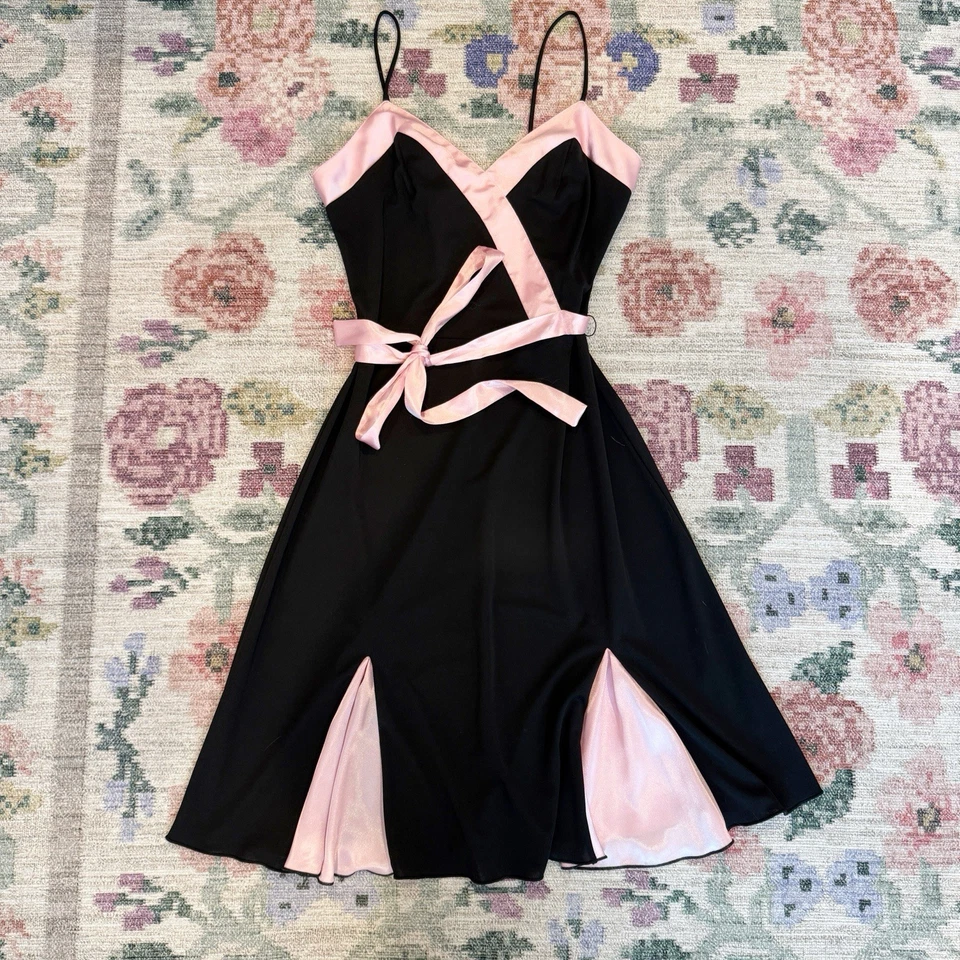 Vestido Babydoll Vintage XOXO Mujer Cintura Corbata Talla Mediana Coqueta Formal Y2K Años 90 Foto 4 de 4