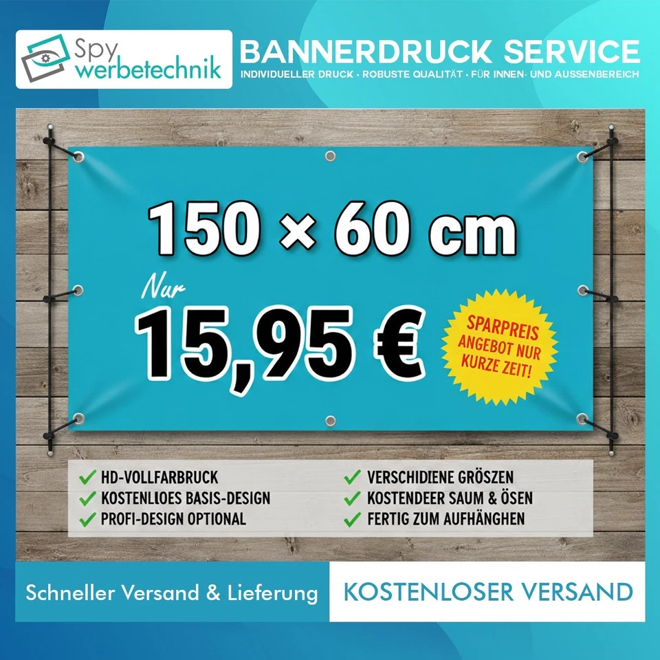 Werbebanner PVC Blockout 650g wetterfest | Digitaldruck Wunschgröße | Saum & Öse - Bild 1 von 4