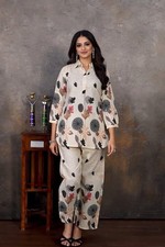 Women  s India Floral Printed Co-Ord Set  Stylish Kurta Top with Relaxed Fit Pant