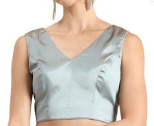 Way2Like Blouse VNeck Taffeta Silk Readymade Sari Choli Bollywood Choli Crop Top