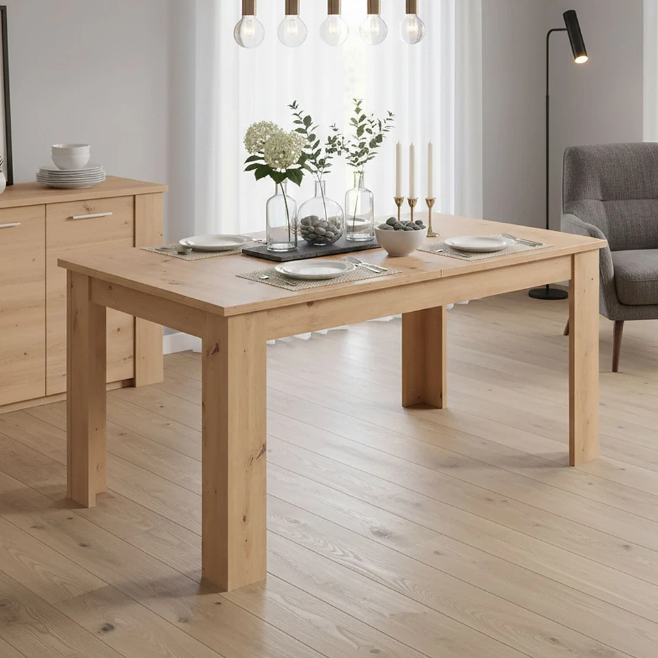 Esstisch ausziehbar 120x80 Holz Massiv Küchentisch Wohnzimmertisch Homestyle4u - Bild 1 von 4