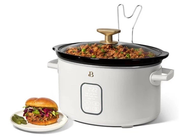 Beautiful 6 Qt Programmable Slow Cooker, Touch-Activated Display - White
