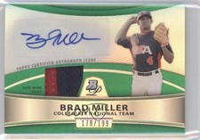 2010 Bowman Platinum Relic Refractor Green 170/199 Brad Miller Patch Auto 1u0