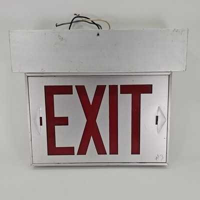 Vintage Metal Cloride Exit Sign 1979 Emergency Lighting Equipment SPE USA