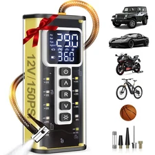 Tire Inflator Portable Air Compressor, 150 PSI Air Compressor for Car Tires, ...