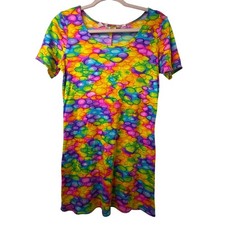 Mini Vestido Lg De Colección Años 70 60 Catalina Arco Iris Tie Dye Disco Baile Rave Hippie Fiesta