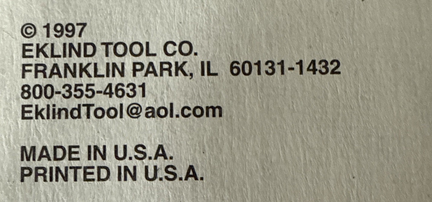 NOS VINTAGE 13212 EKLIND TOOLS 12pc BALL HEX L KEY SET SAE 0.050” To 5/16” USA