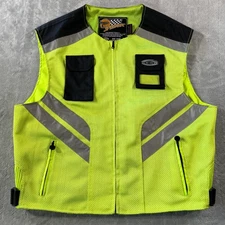 SpeedTec 6th Gear Motorcycle Vest XL Hi-Vis Neon Yellow Reflective Riding Biker