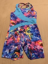 Danskin Now Biketard Girls Small 6-6X Galaxy Stars Glitter Gymnastics Leotard