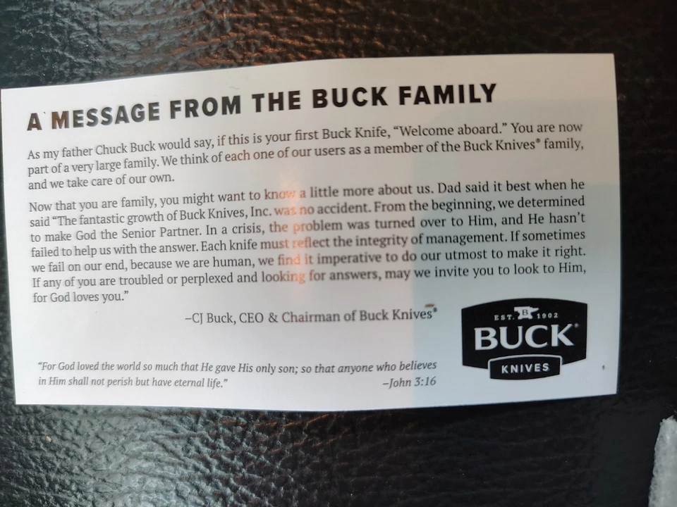 NIB Buck USA Ebony 110 Folding Hunting/Pocket Knife & Sheath Great Gift - Image 3 of 4