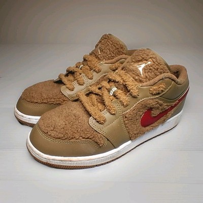 Nike Air Jordan 1 Low Utility GS ''Teddy Bear'' Size 6Y/7.5W   Faux Fur   No Box