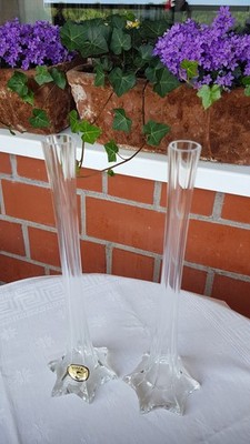 2 Rosenvasen Stangenvasen BOHEMIA Crystalex handmade