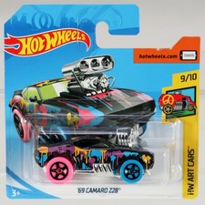 Hot Wheels 1969 Camaro Z28 HW Art Cars 2018 Short Card Series - FJW78 NRFP Black
