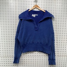 We The Free Sweatshirt Womens Medium Blue Collared No So Ordinary Slouch