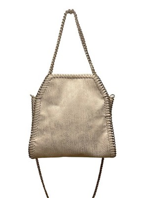 Inzi Women s Silver & White Faux Leather Snake Pattern Chain Strap Crossbody Bag