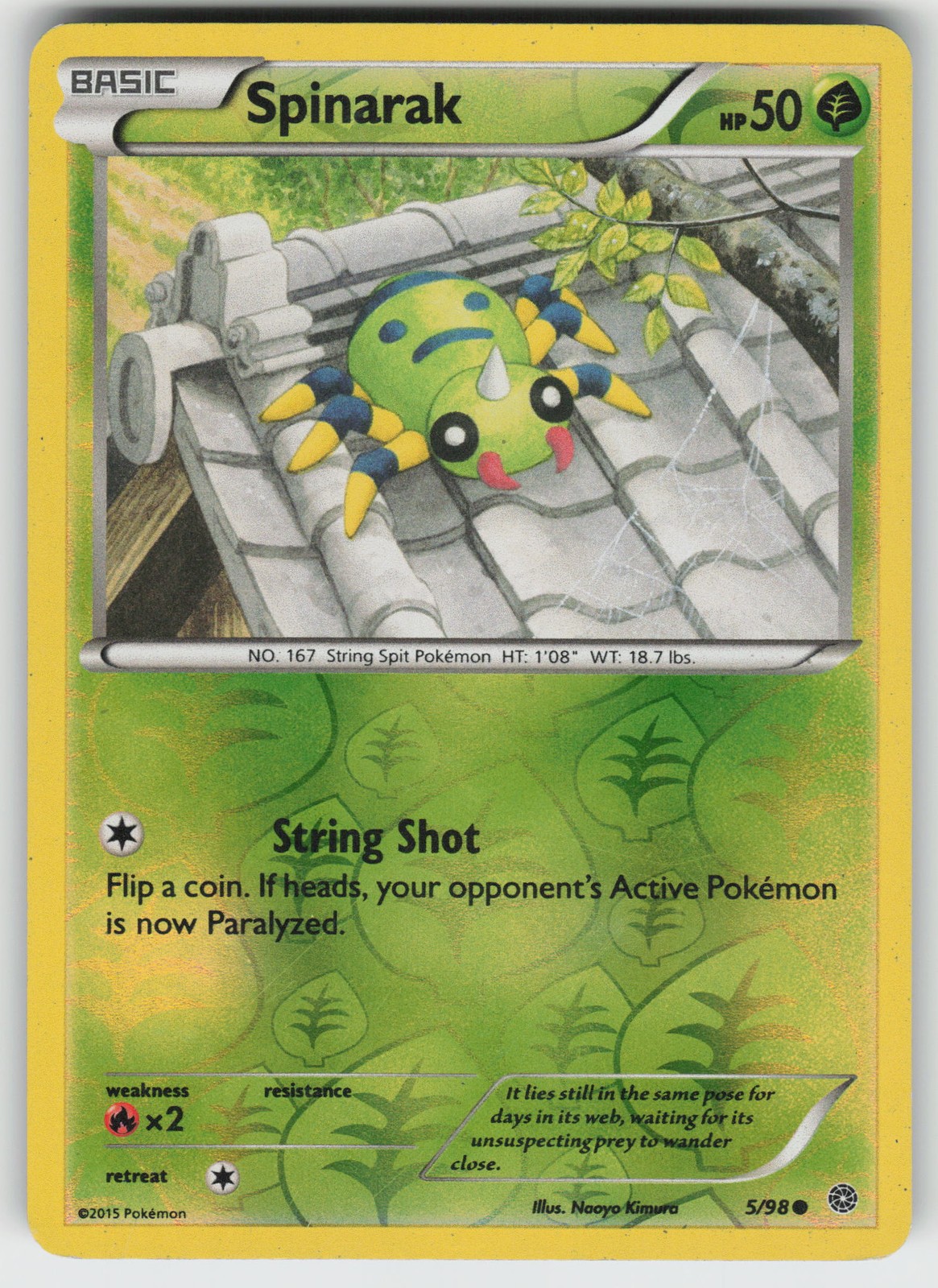 Spinarak Reverse Holo Common XY - Ancient Origins 5/98 Pokemon