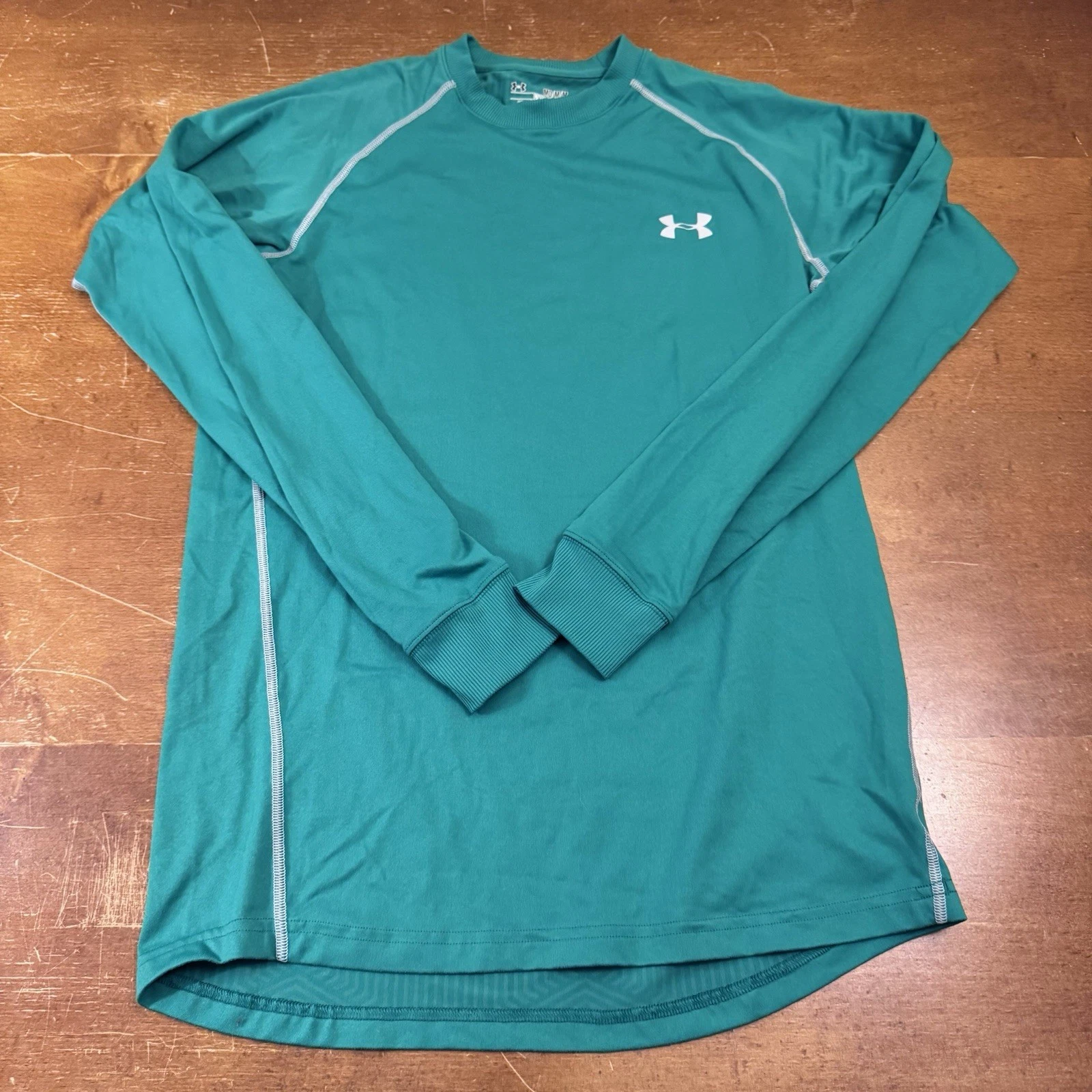 Under Armour Shirt Mens Medium Green Cold Gear Fitted Long Sleeve