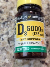 Mason Natural Vitamin D3 125mcg 100 softgels exp: 11/2026