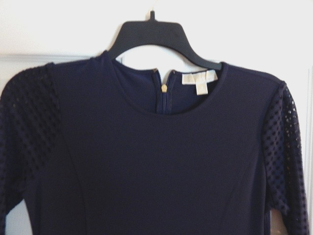 Michael Kors Women's Navy 3/4 Eyelet Sleeve Dress (M) thumbnail 2