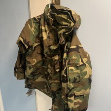 US Army BDU Gore-Tex Jacket / Cold Weather Woodland Camo Parka / Large Reg