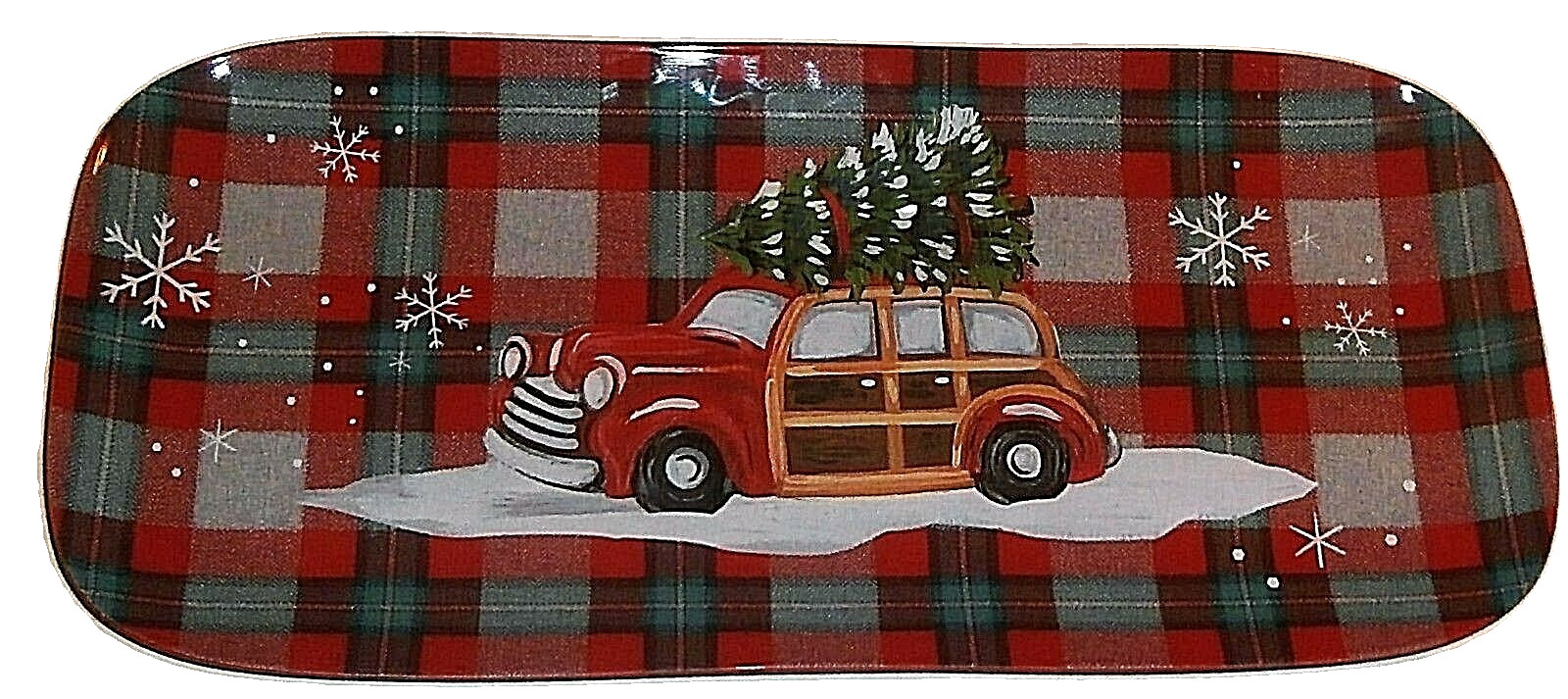 CHRISTMAS Melamine Serving Tray ~ 14.5" X 6.75" ~ BRINGING HOME THE TREE