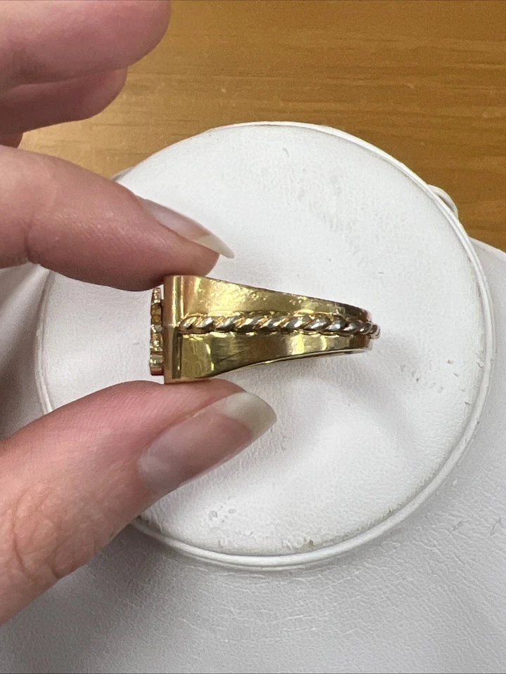 Anillo de sello para hombre de oro de 10 k águila en jaspe de plata de ley Vermeil Foto 2 de 4